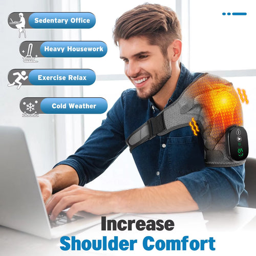 Chauffage électrique Shouder masseur orthèse 3 chaleur et Vibration thermique Cervical Muscel Relax bureau chauffe-épaule ceinture de Massage